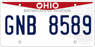 OH license plate GNB8589