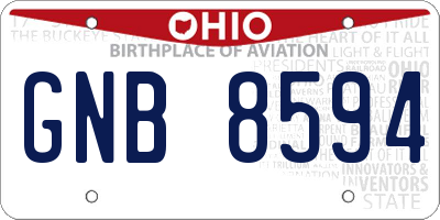 OH license plate GNB8594