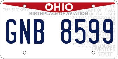OH license plate GNB8599