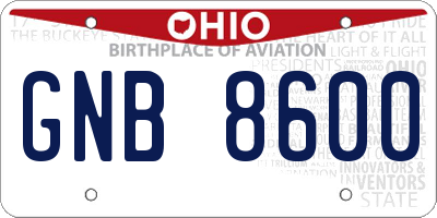 OH license plate GNB8600