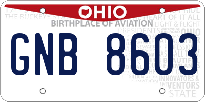 OH license plate GNB8603