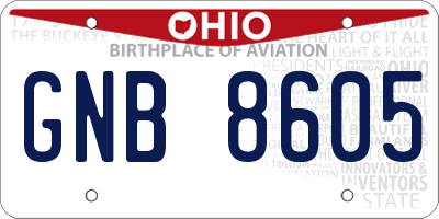 OH license plate GNB8605