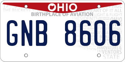 OH license plate GNB8606