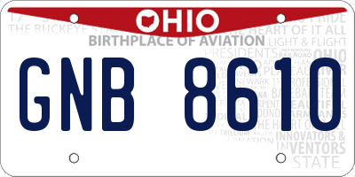 OH license plate GNB8610