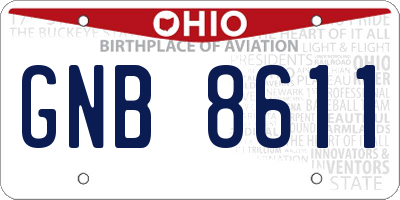 OH license plate GNB8611