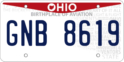 OH license plate GNB8619