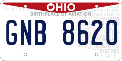 OH license plate GNB8620