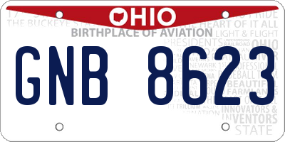 OH license plate GNB8623