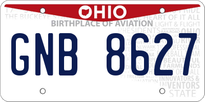 OH license plate GNB8627