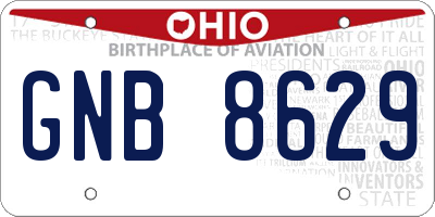 OH license plate GNB8629
