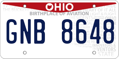 OH license plate GNB8648