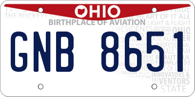 OH license plate GNB8651