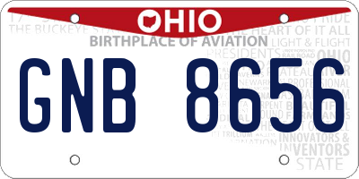OH license plate GNB8656