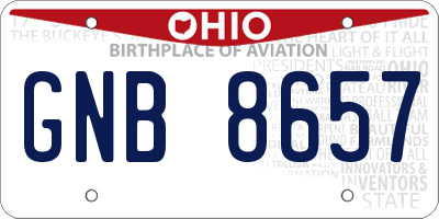 OH license plate GNB8657