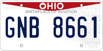 OH license plate GNB8661