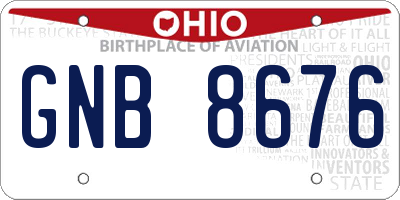 OH license plate GNB8676