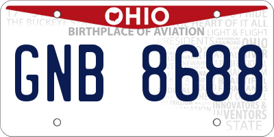 OH license plate GNB8688