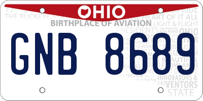 OH license plate GNB8689