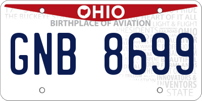 OH license plate GNB8699