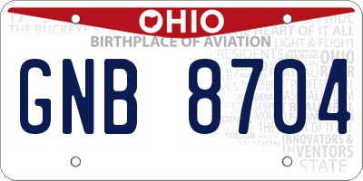 OH license plate GNB8704