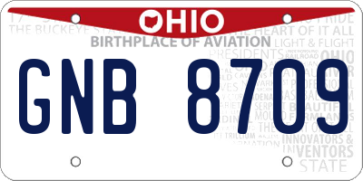 OH license plate GNB8709
