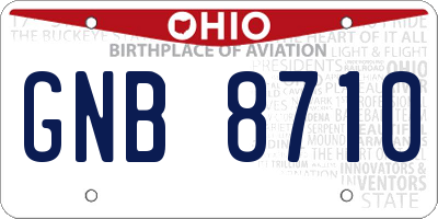 OH license plate GNB8710