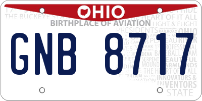 OH license plate GNB8717