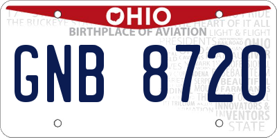 OH license plate GNB8720