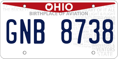 OH license plate GNB8738