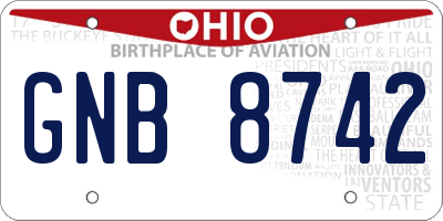 OH license plate GNB8742