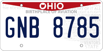 OH license plate GNB8785