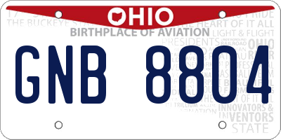 OH license plate GNB8804