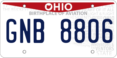 OH license plate GNB8806