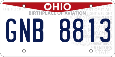 OH license plate GNB8813