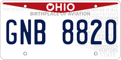 OH license plate GNB8820