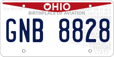OH license plate GNB8828