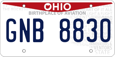 OH license plate GNB8830