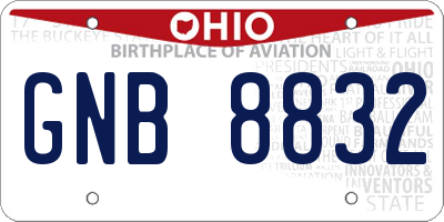 OH license plate GNB8832
