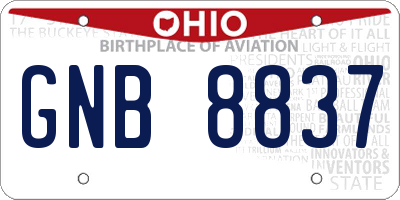 OH license plate GNB8837