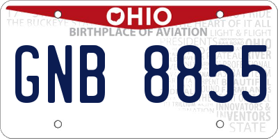 OH license plate GNB8855