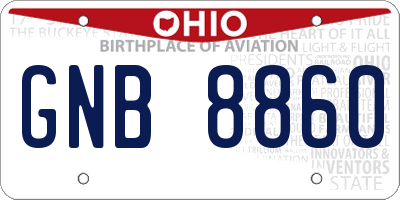 OH license plate GNB8860