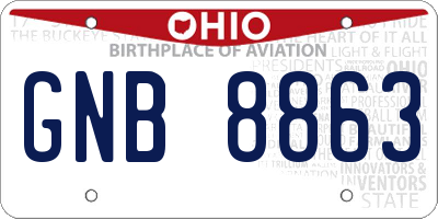 OH license plate GNB8863