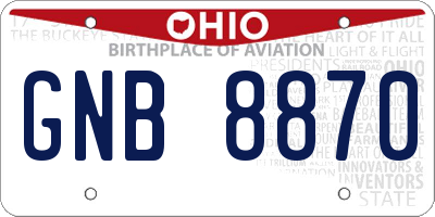 OH license plate GNB8870