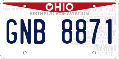 OH license plate GNB8871