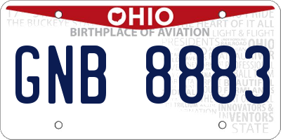 OH license plate GNB8883