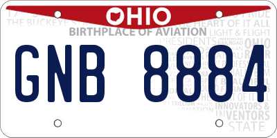 OH license plate GNB8884