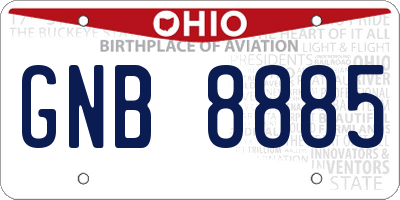 OH license plate GNB8885