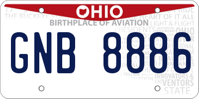 OH license plate GNB8886