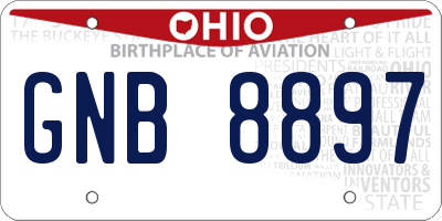 OH license plate GNB8897