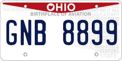OH license plate GNB8899